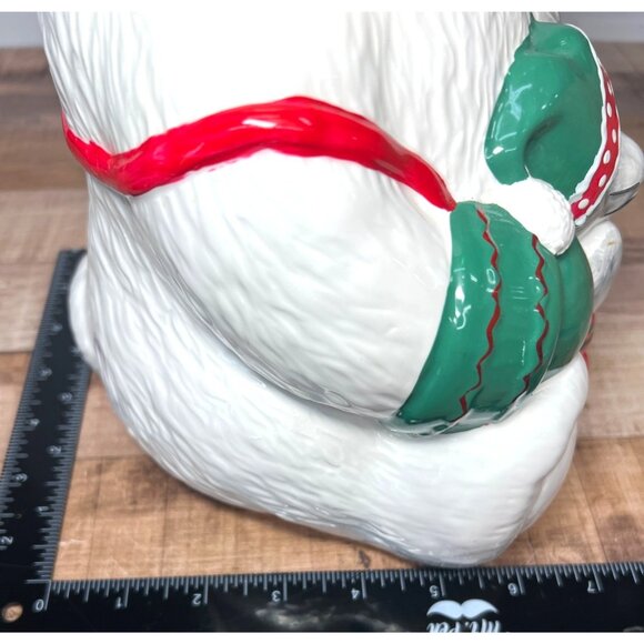 Vintage Christmas Bear Cookie Jar Ceramic Holiday Kitchen Decor - Picture 7 of 7